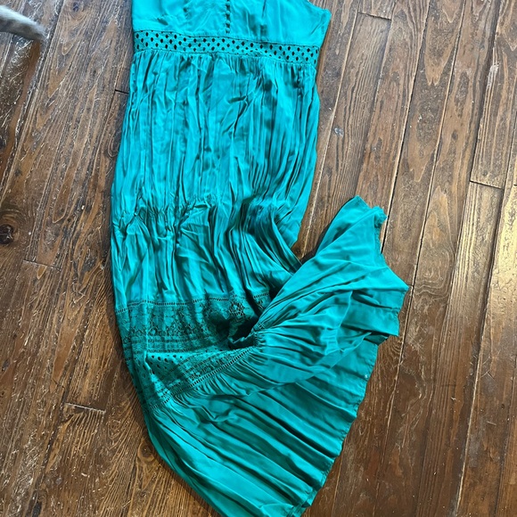 Bright Green Spaghetti Straps Maxi Dress with Lace Size 10 - Picture 7 of 7